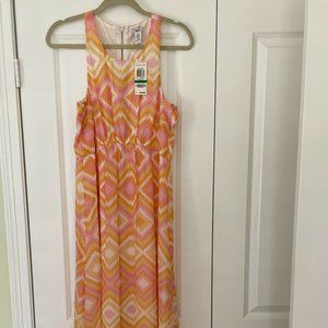 Bar III Coral Reef Pink / Orange printed Racerback Maxi Dress size Large